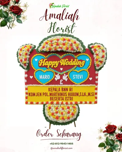 Karangan Papan Bunga Pernikahan di Sukanegara